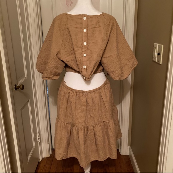 NWT Madewell Tan Seersucker Dress - Picture 7 of 10